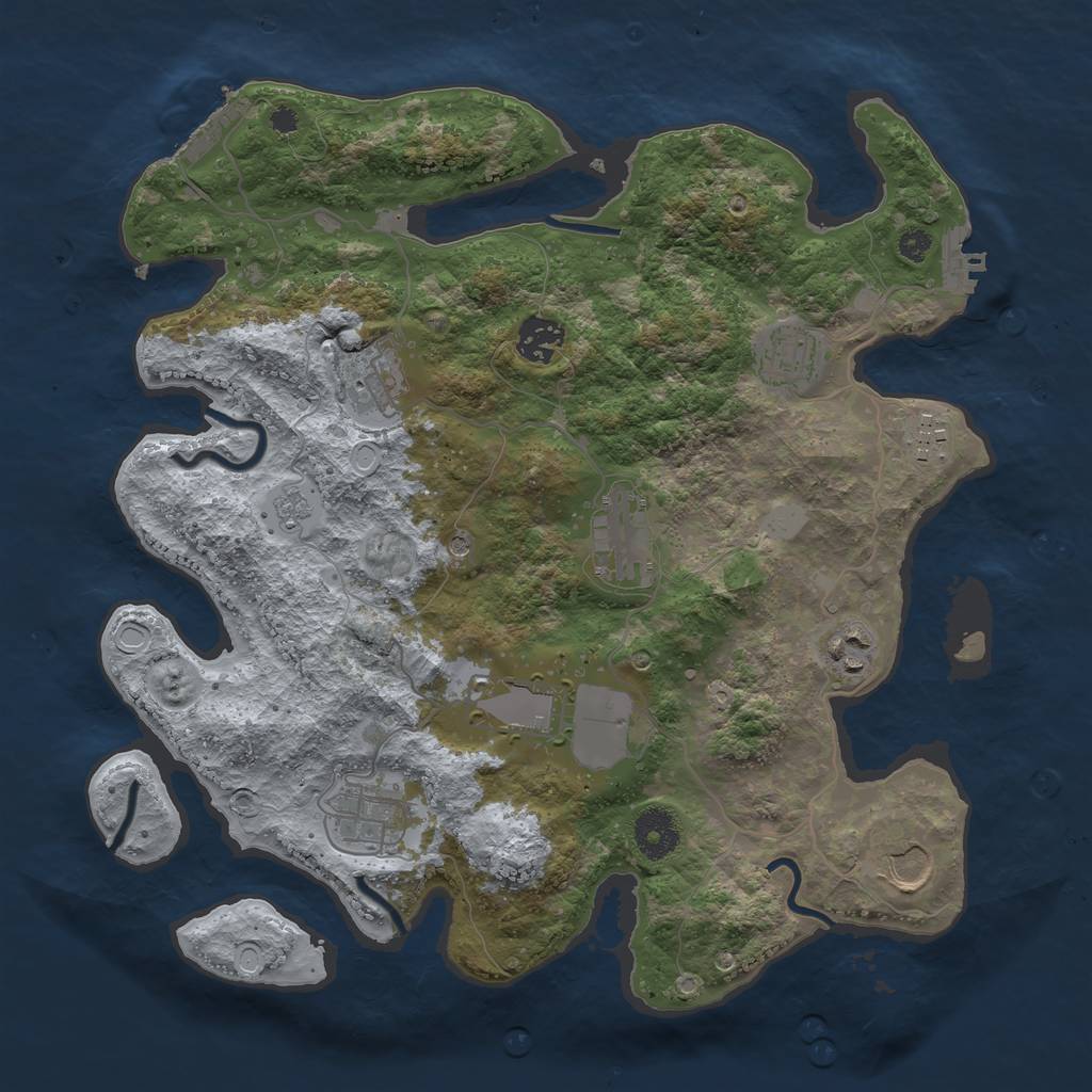 Rust Map: Procedural Map, Size: 3500, Seed: 30487, 18 Monuments