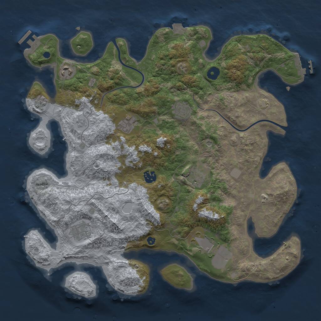 Rust Map: Procedural Map, Size: 3850, Seed: 509166794, 14 Monuments