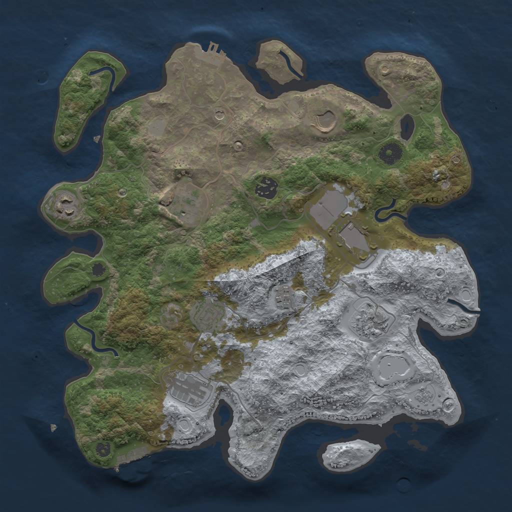 Rust Map: Procedural Map, Size: 3500, Seed: 412362145, 18 Monuments