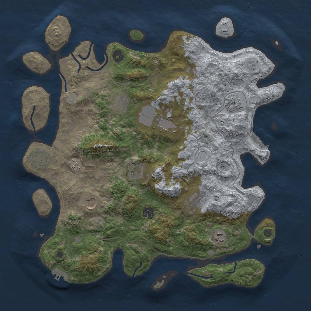 Rust Map: Procedural Map, Size: 4000, Seed: 281943578, 19 Monuments