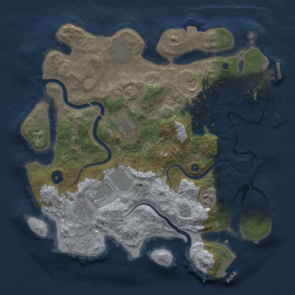 Rust Map: Procedural Map, Size: 3550, Seed: 95363780, 13 Monuments