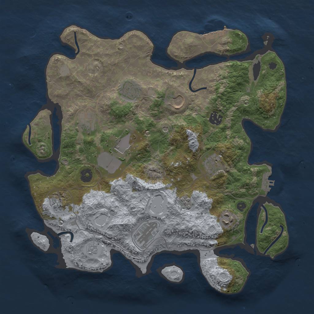 Rust Map: Procedural Map, Size: 3550, Seed: 95363780, 19 Monuments