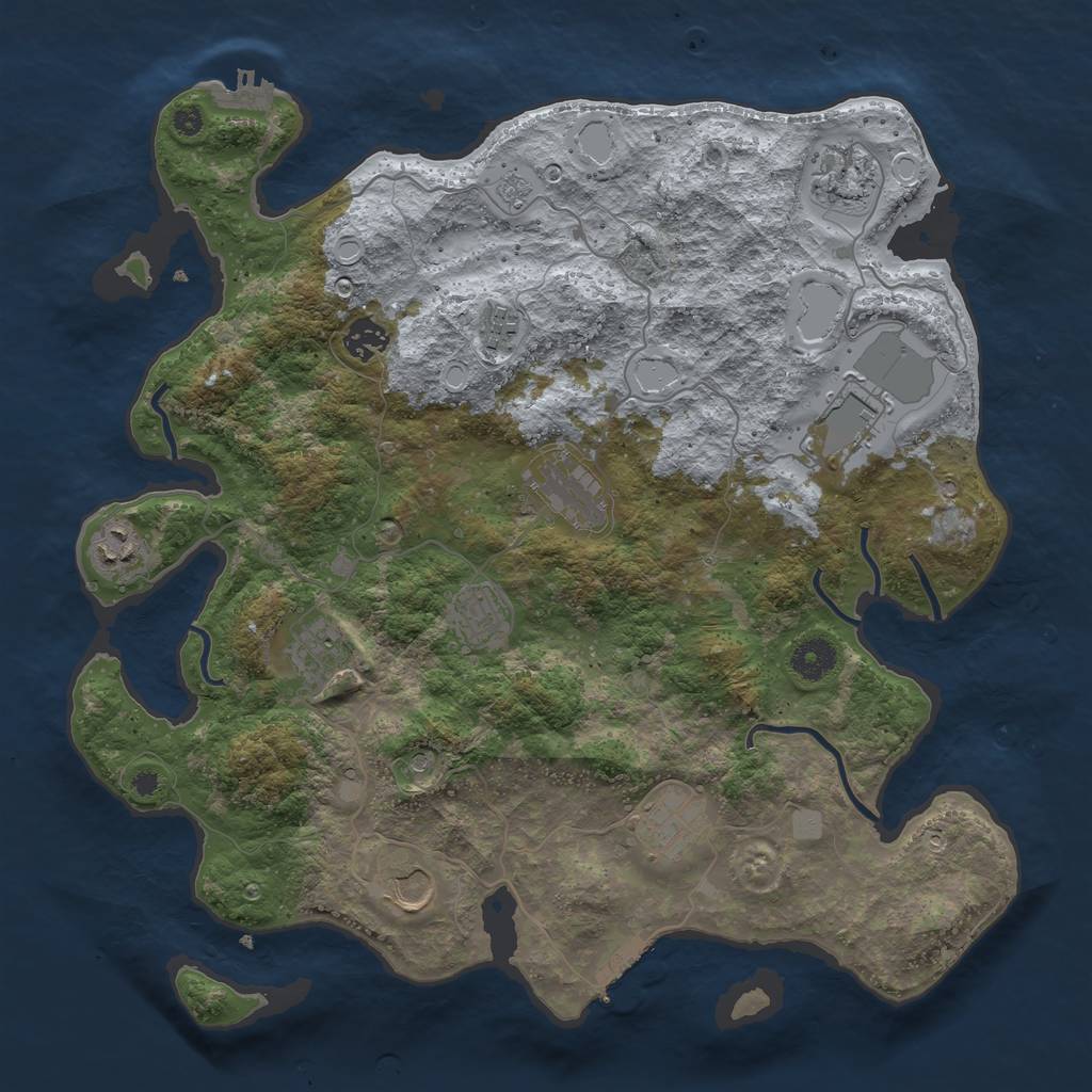 Rust Map: Procedural Map, Size: 3850, Seed: 509166793, 19 Monuments
