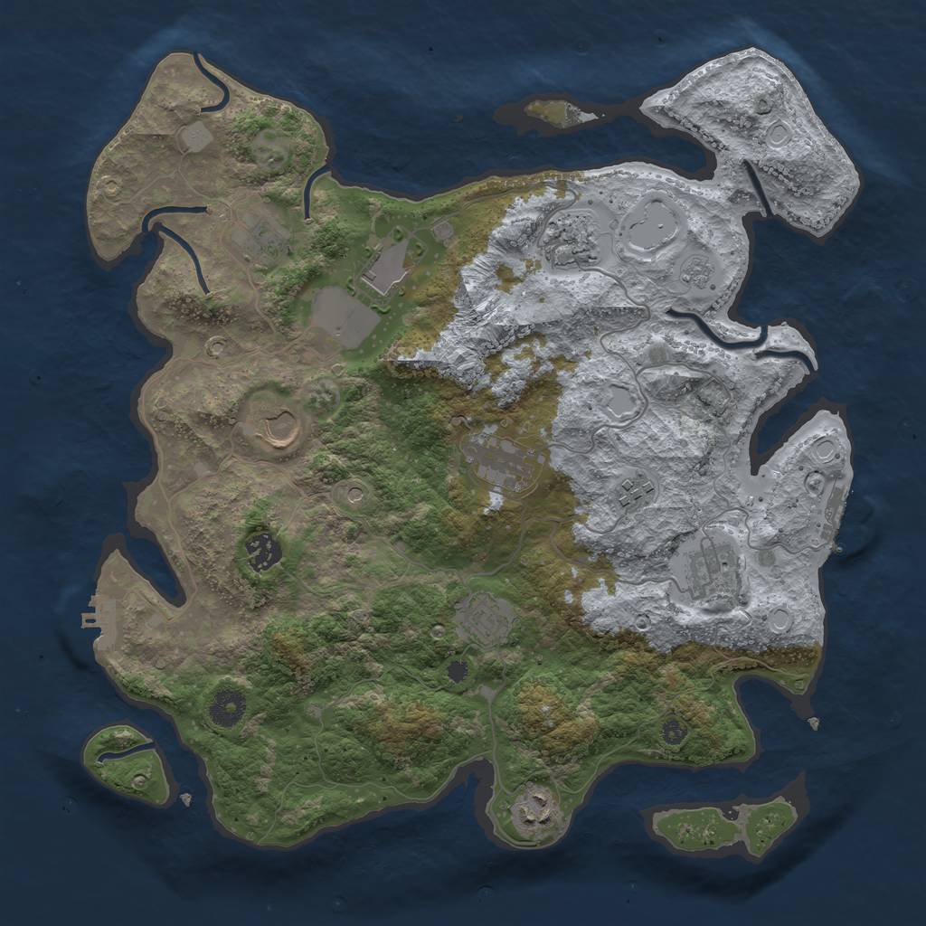 Rust Map: Procedural Map, Size: 3750, Seed: 281943412, 19 Monuments