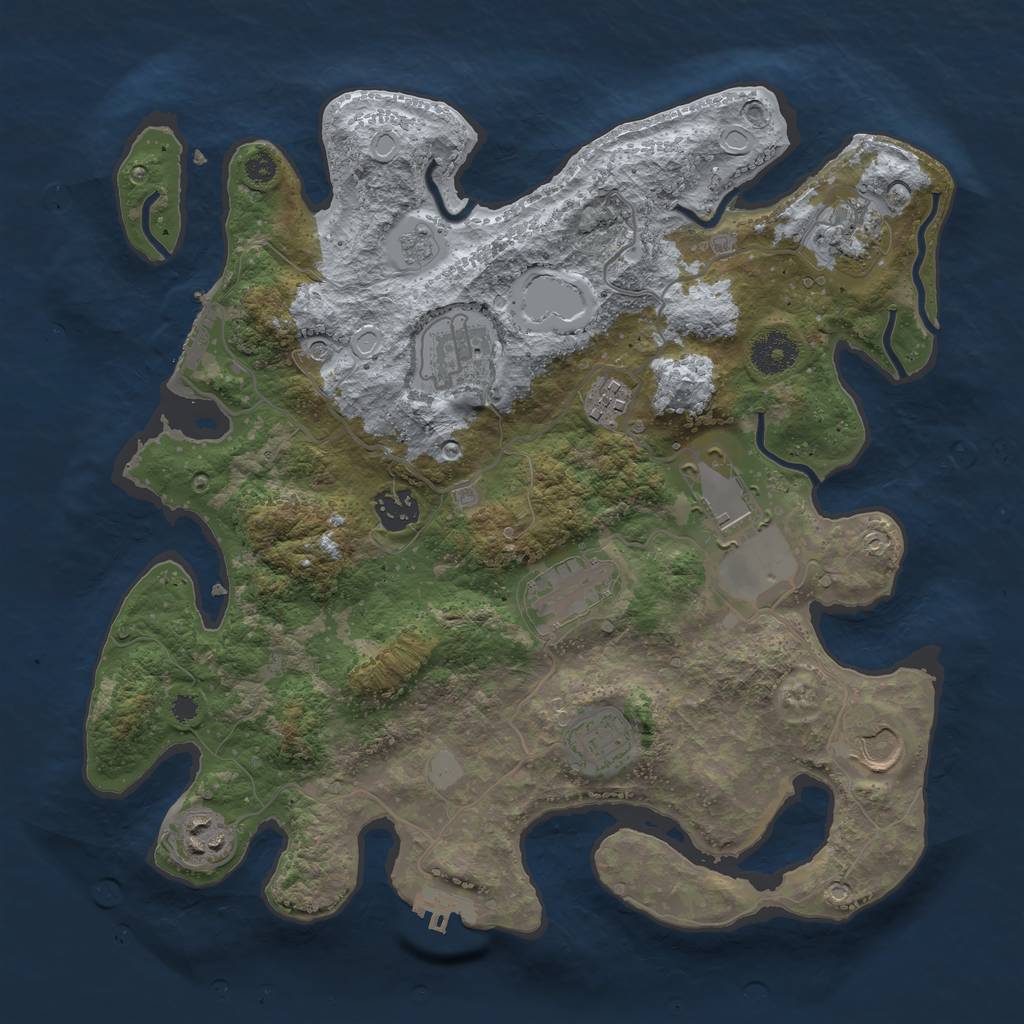 Rust Map: Procedural Map, Size: 3500, Seed: 1260272543, 18 Monuments