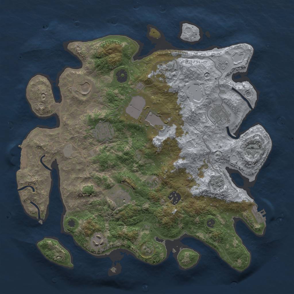 Rust Map: Procedural Map, Size: 3500, Seed: 43678567, 17 Monuments