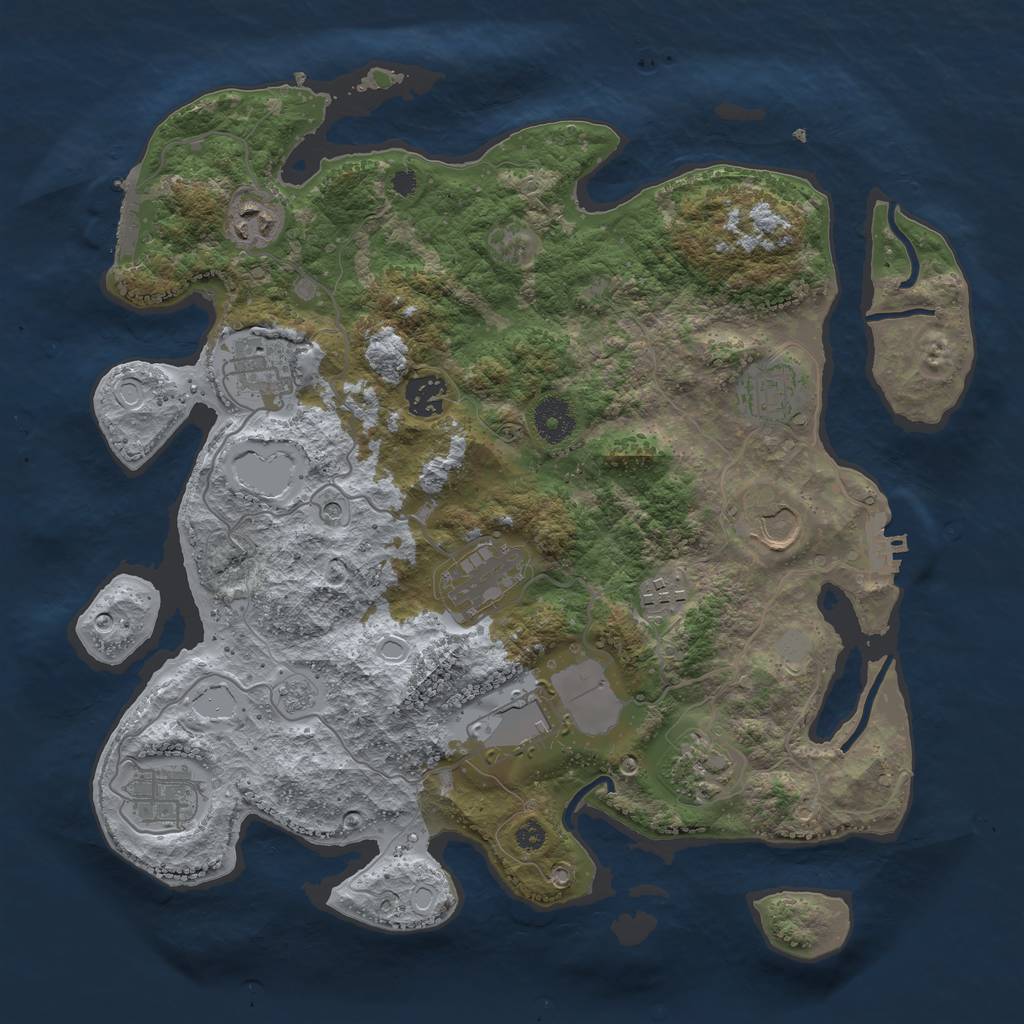 Rust Map: Procedural Map, Size: 3600, Seed: 1127874, 19 Monuments