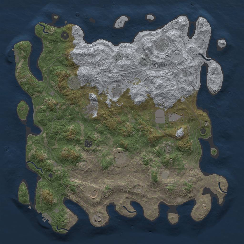 Rust Map: Procedural Map, Size: 4500, Seed: 1376713375, 20 Monuments