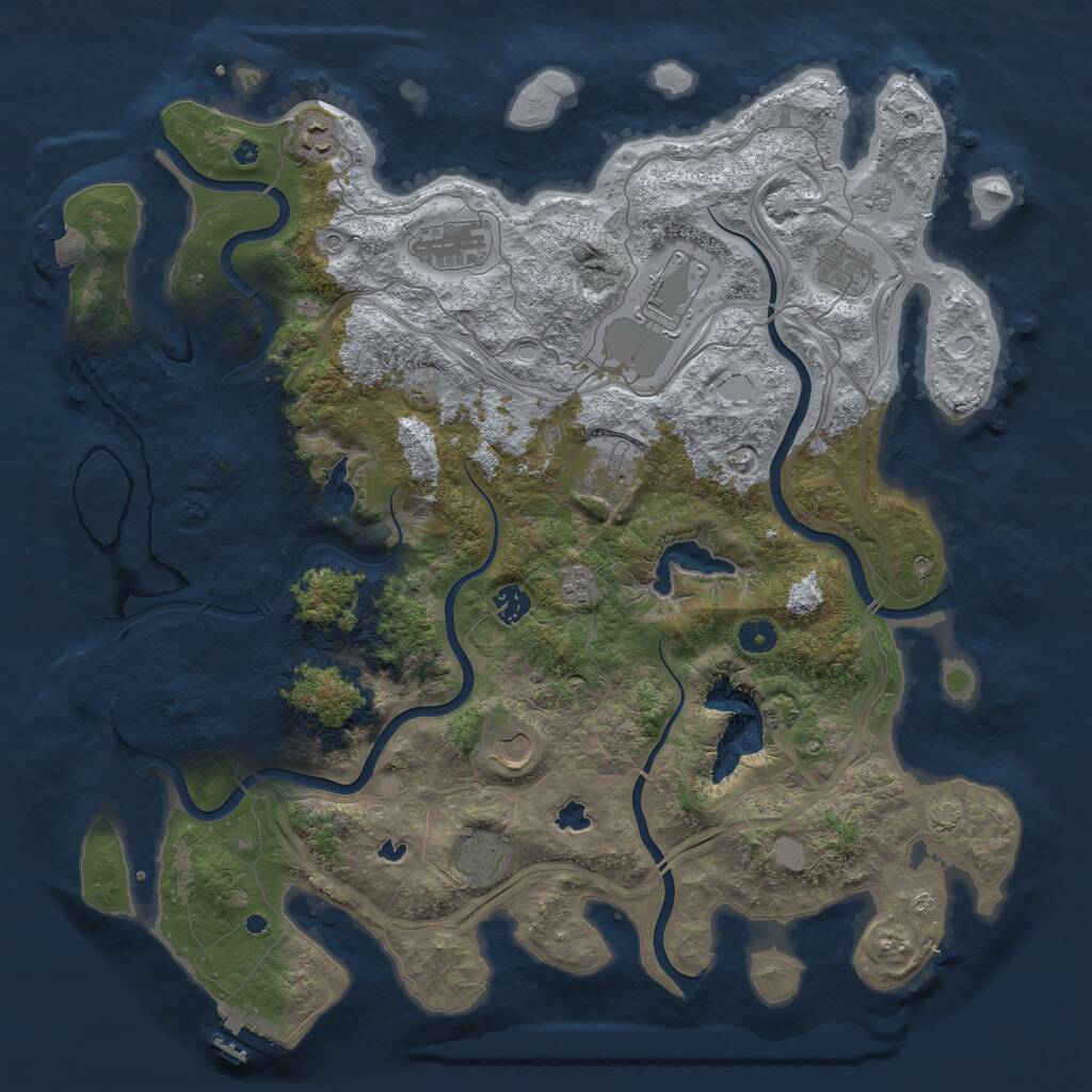 Rust Map: Procedural Map, Size: 4500, Seed: 1376713375, 15 Monuments