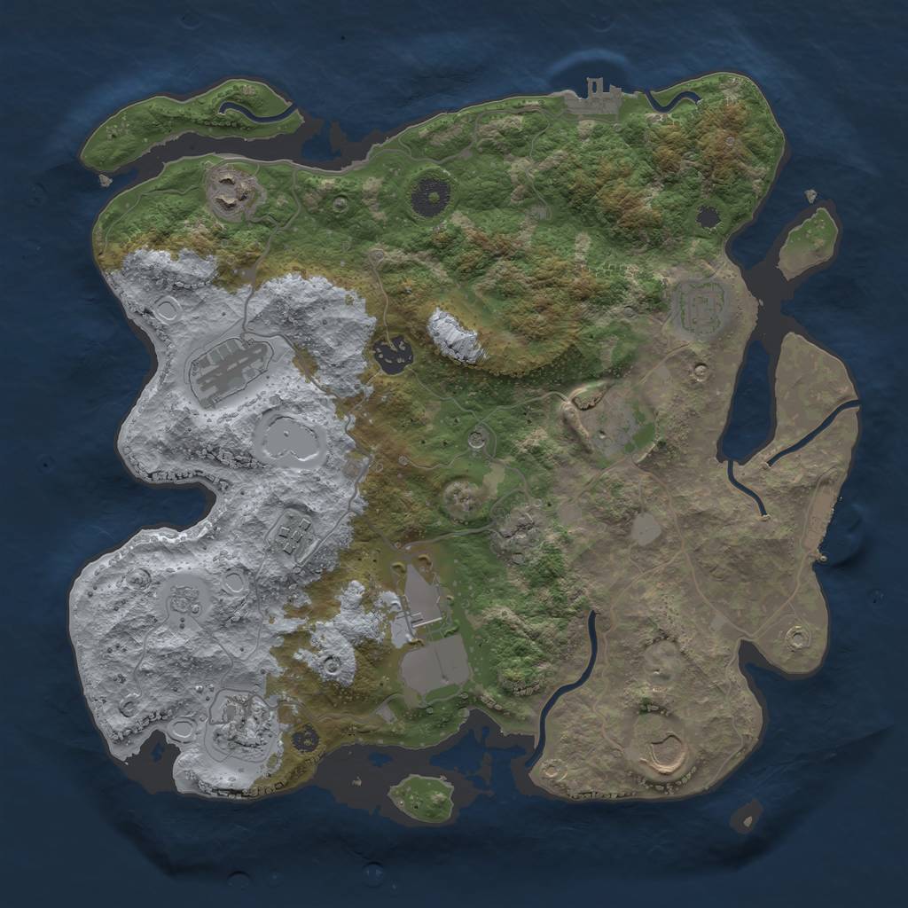 Rust Map: Procedural Map, Size: 3500, Seed: 321373295, 18 Monuments