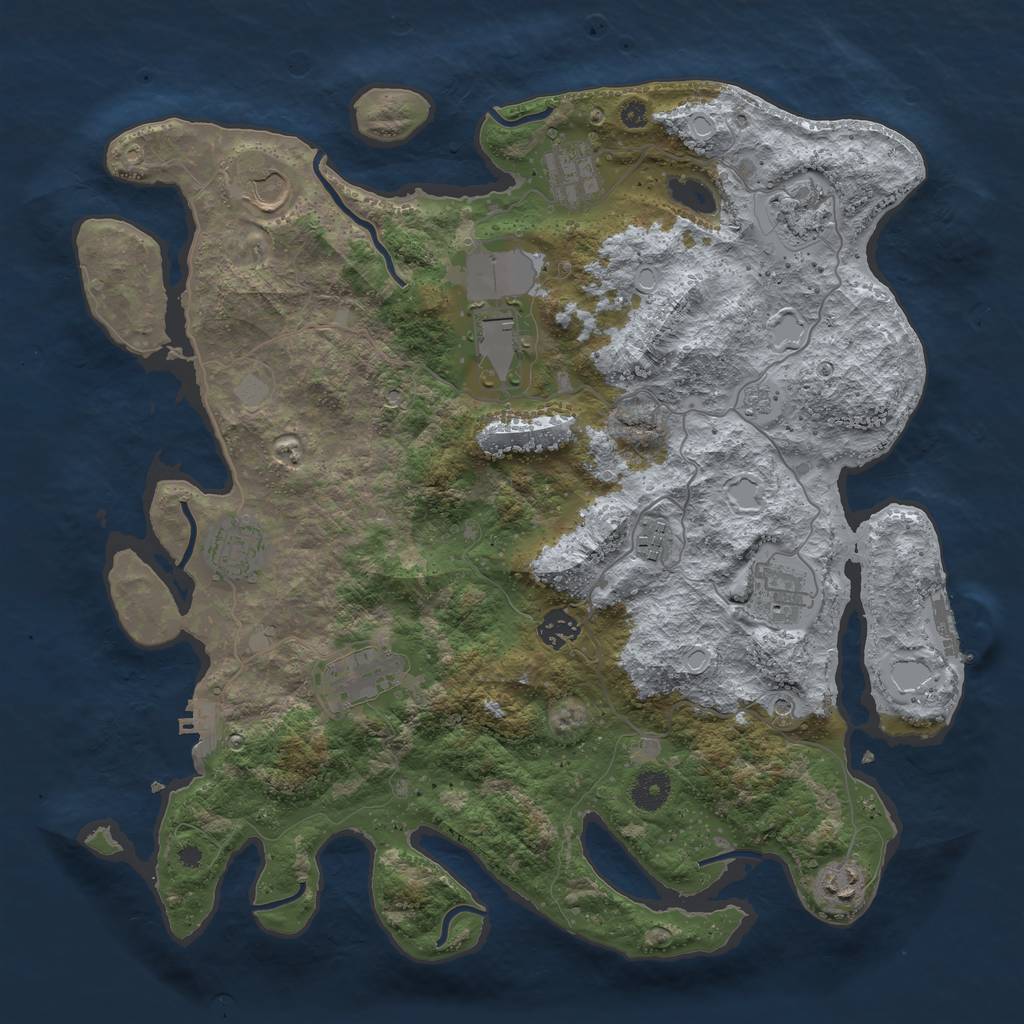Rust Map: Procedural Map, Size: 3900, Seed: 32878, 19 Monuments