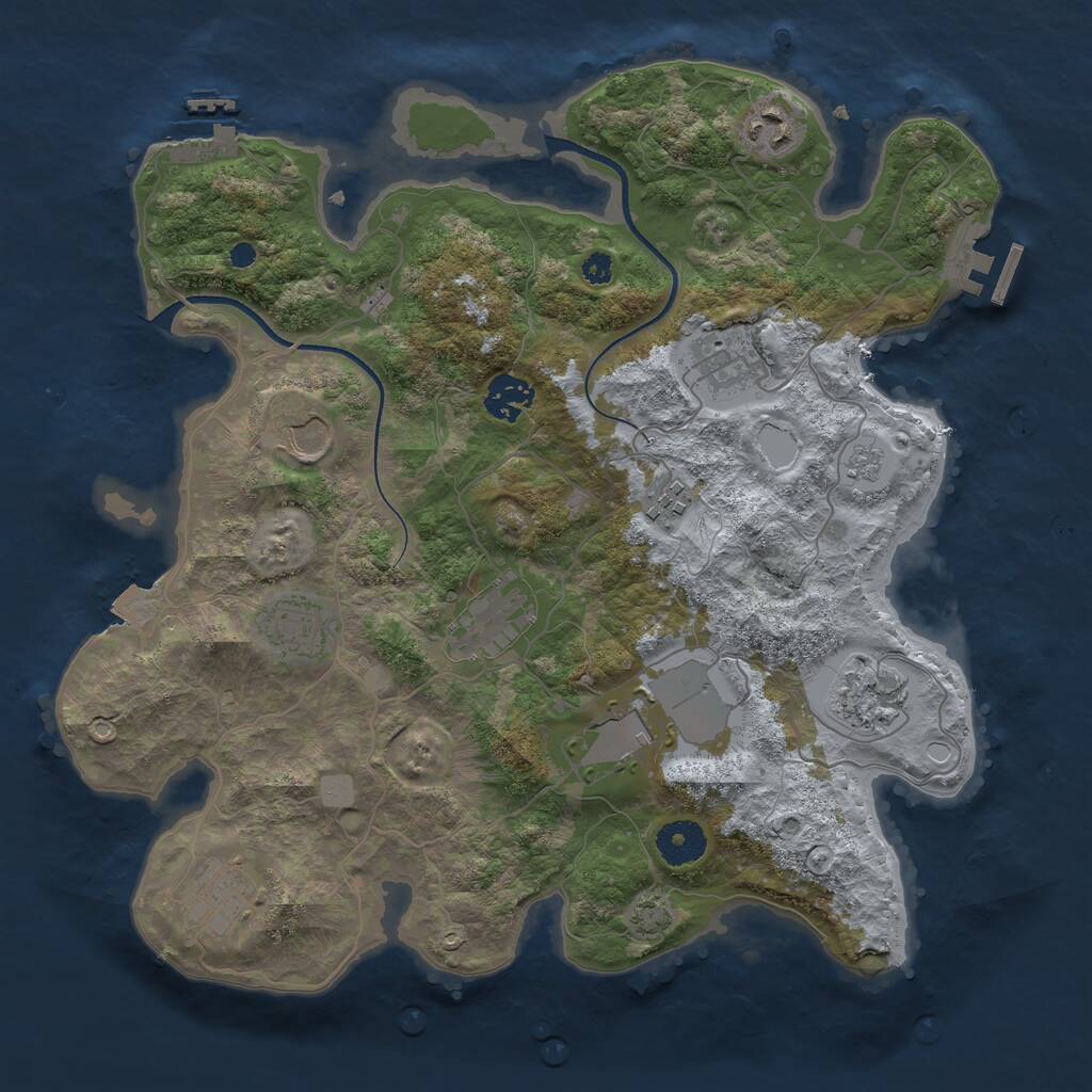 Rust Map: Procedural Map, Size: 3500, Seed: 1257127568, 15 Monuments