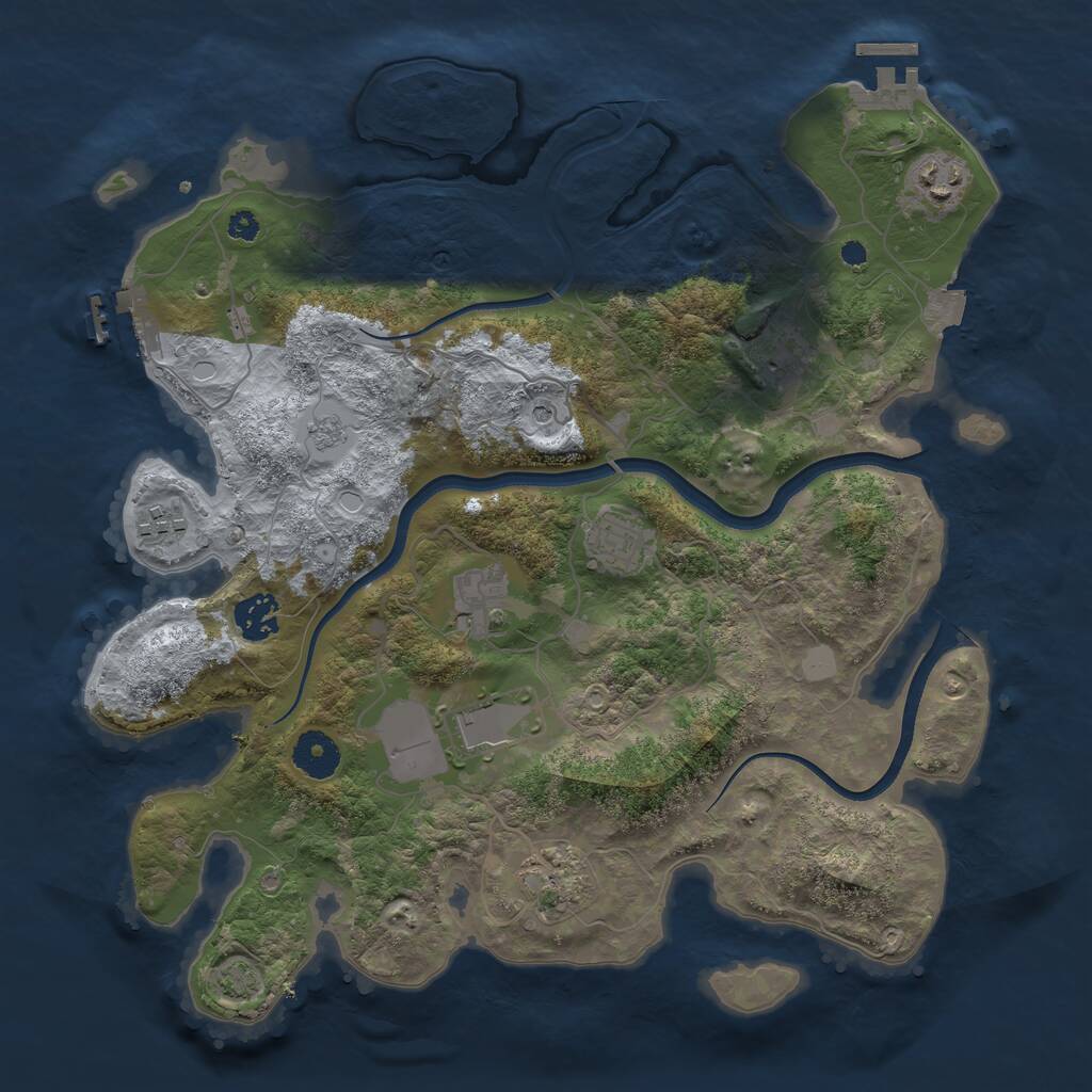 Rust Map: Procedural Map, Size: 3550, Seed: 861107, 14 Monuments