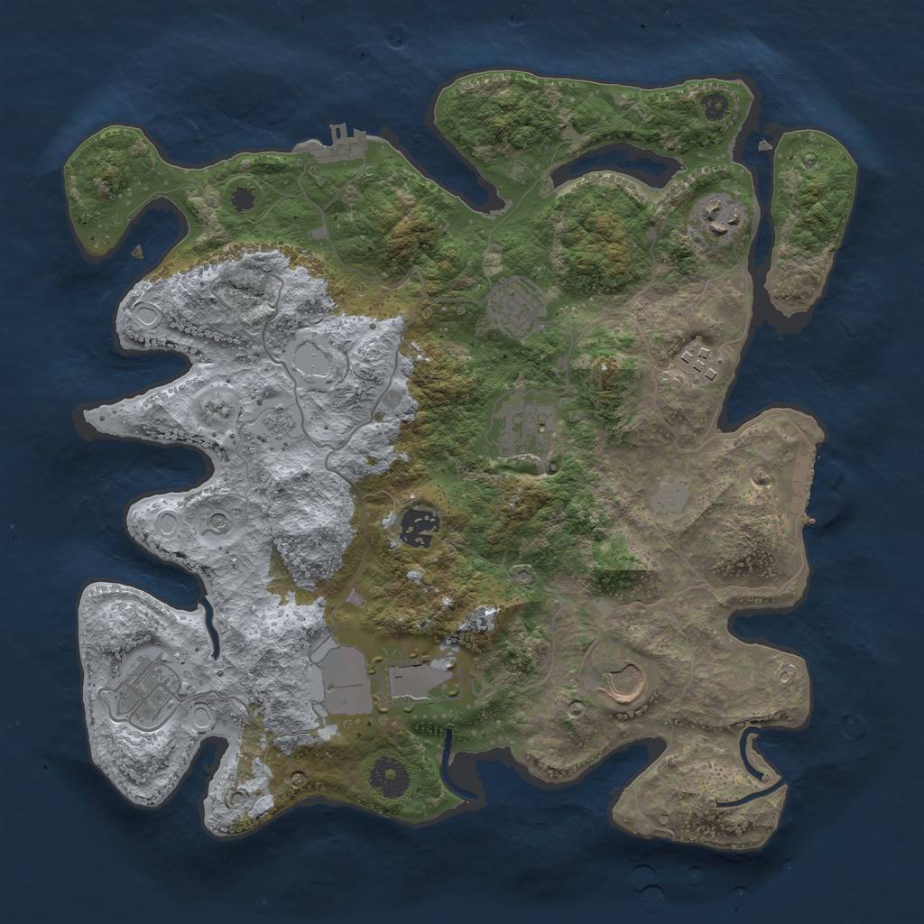 Rust Map: Procedural Map, Size: 3500, Seed: 118502871, 17 Monuments