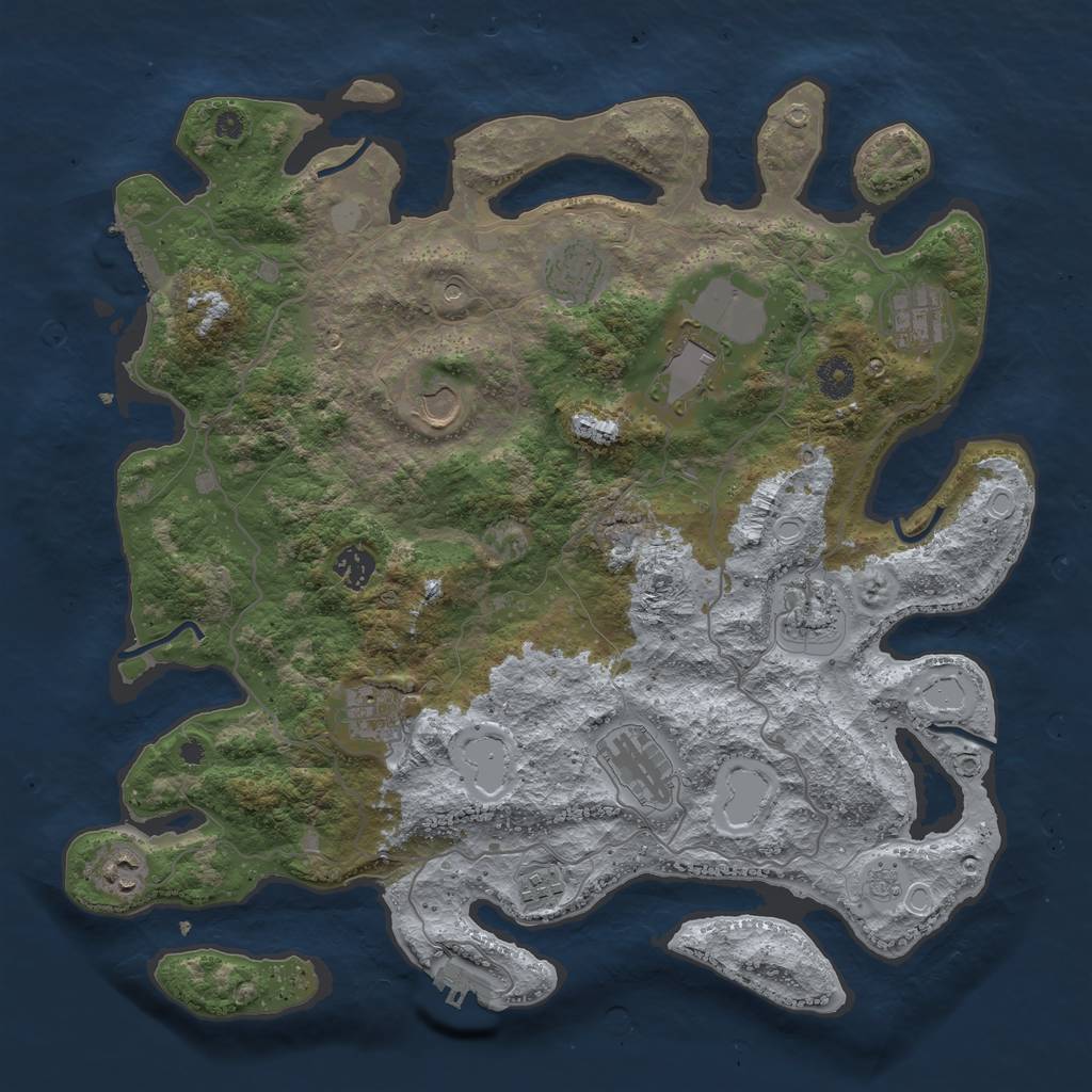 Rust Map: Procedural Map, Size: 4000, Seed: 8769633, 19 Monuments