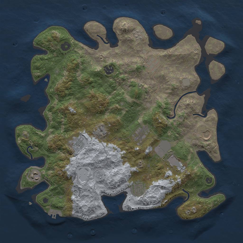 Rust Map: Procedural Map, Size: 3800, Seed: 45830532, 17 Monuments