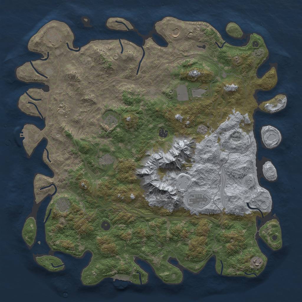 Rust Map: Procedural Map, Size: 5000, Seed: 62237, 19 Monuments