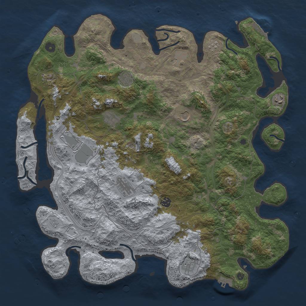 Rust Map: Procedural Map, Size: 4500, Seed: 662904727, 20 Monuments