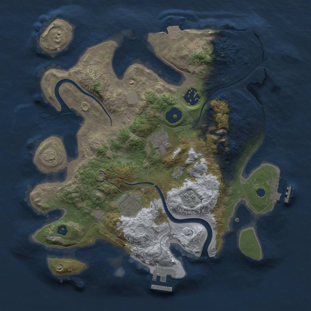 Rust Map: Procedural Map, Size: 3000, Seed: 90586914, 8 Monuments