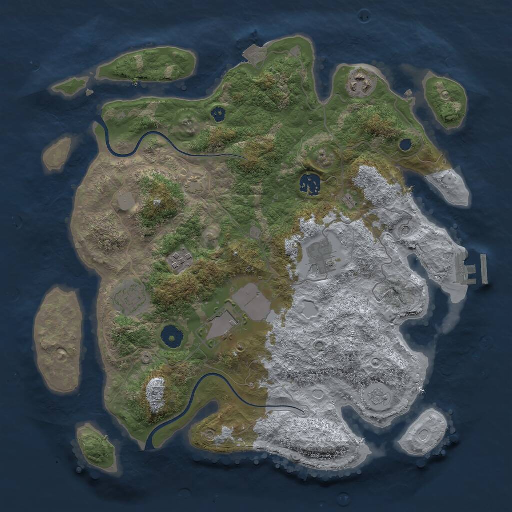 Rust Map: Procedural Map, Size: 3500, Seed: 238234, 11 Monuments