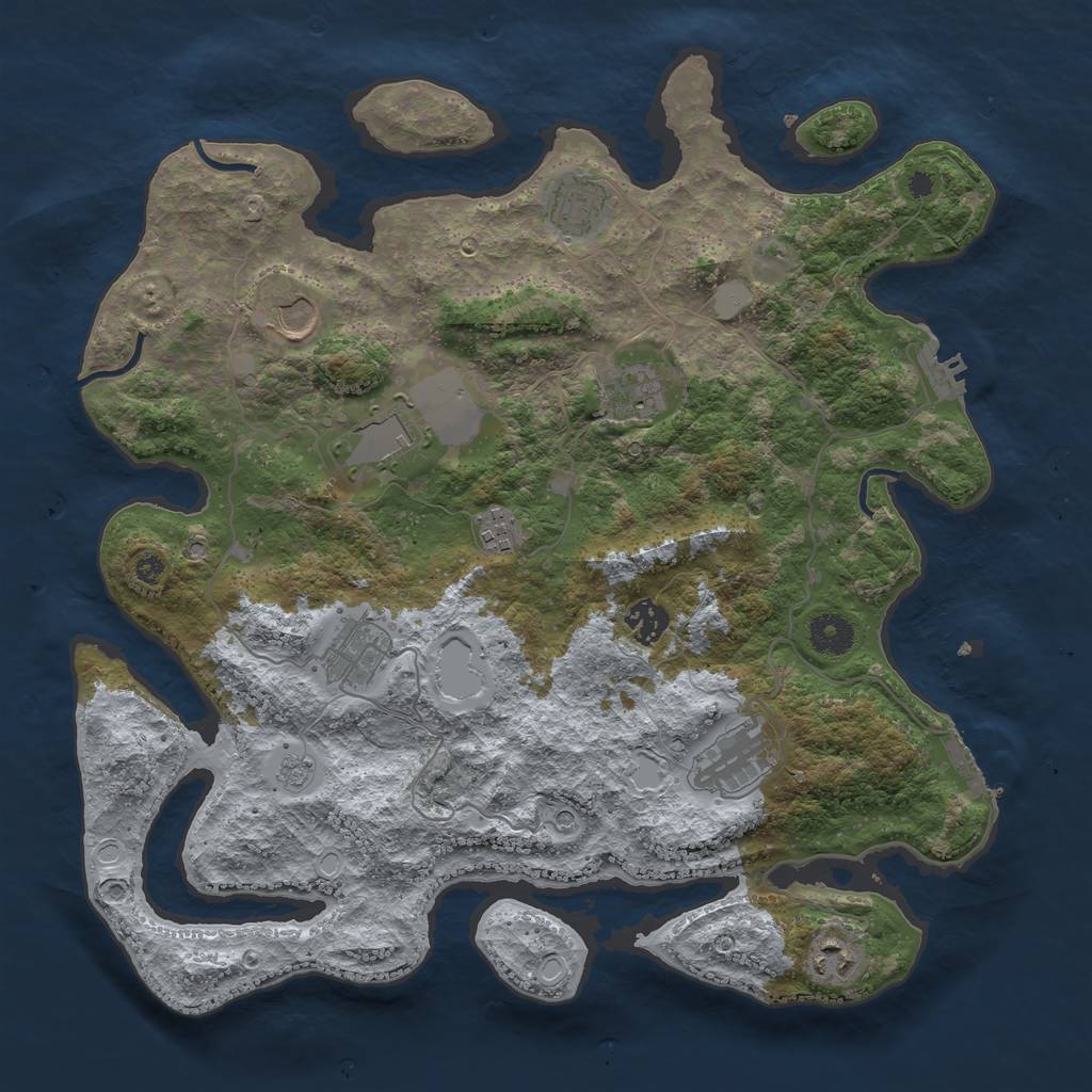 Rust Map: Procedural Map, Size: 3800, Seed: 1175338474, 18 Monuments
