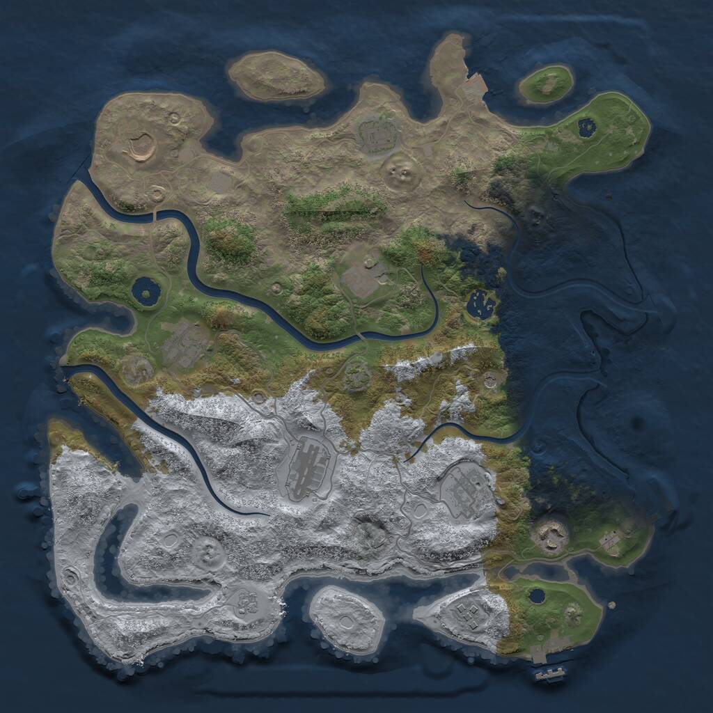 Rust Map: Procedural Map, Size: 3800, Seed: 1175338474, 15 Monuments
