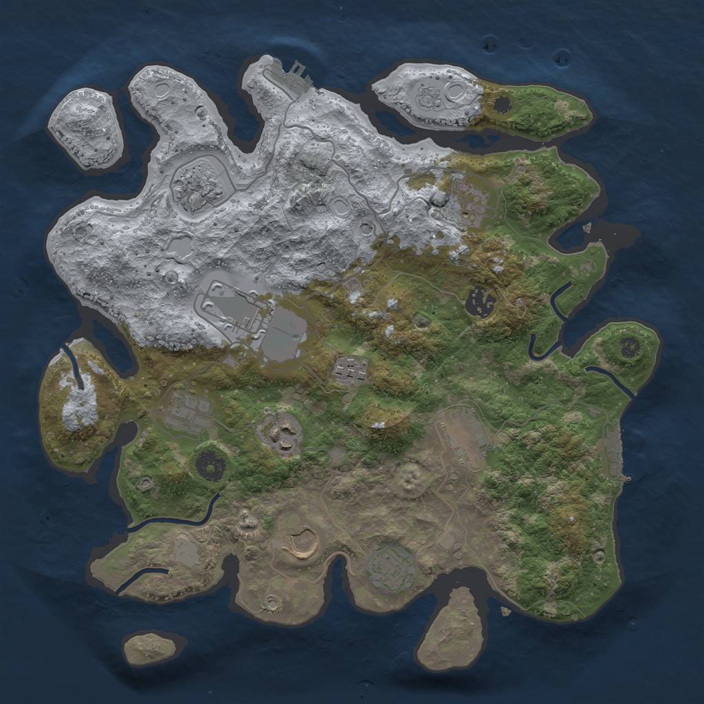 Rust Map: Procedural Map, Size: 3500, Seed: 494361216, 19 Monuments