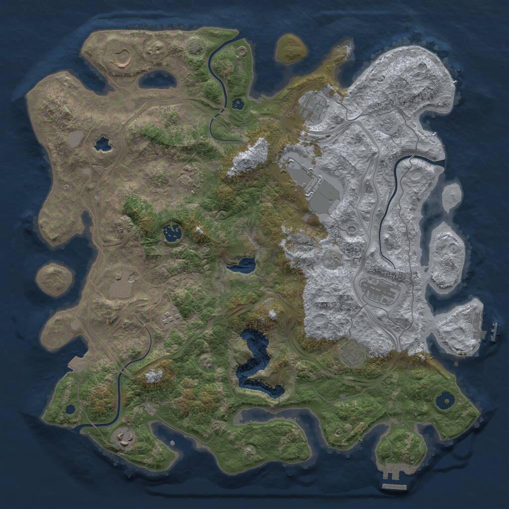 Rust Map: Procedural Map, Size: 4250, Seed: 1929767648, 16 Monuments