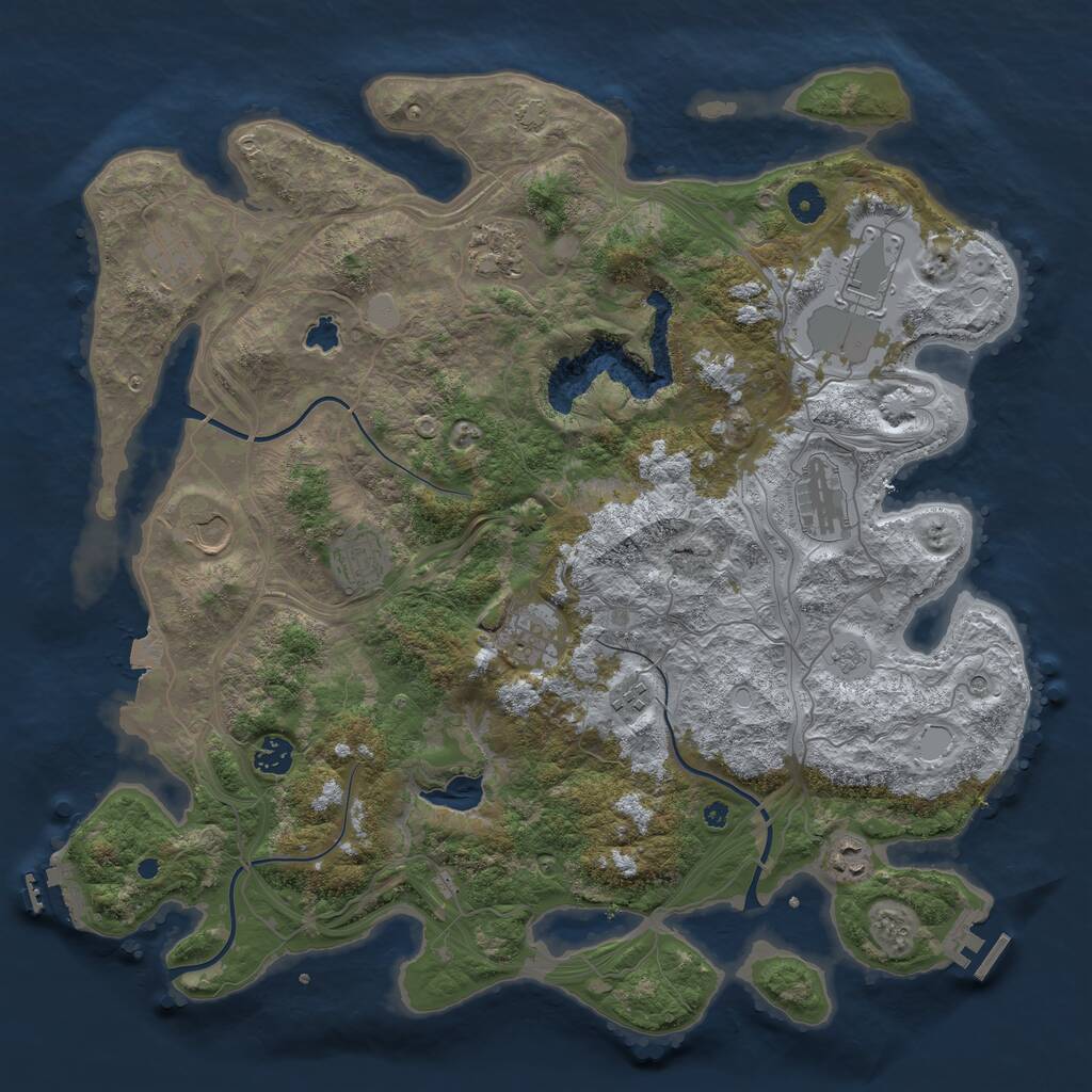 Rust Map: Procedural Map, Size: 4250, Seed: 1085702757, 16 Monuments