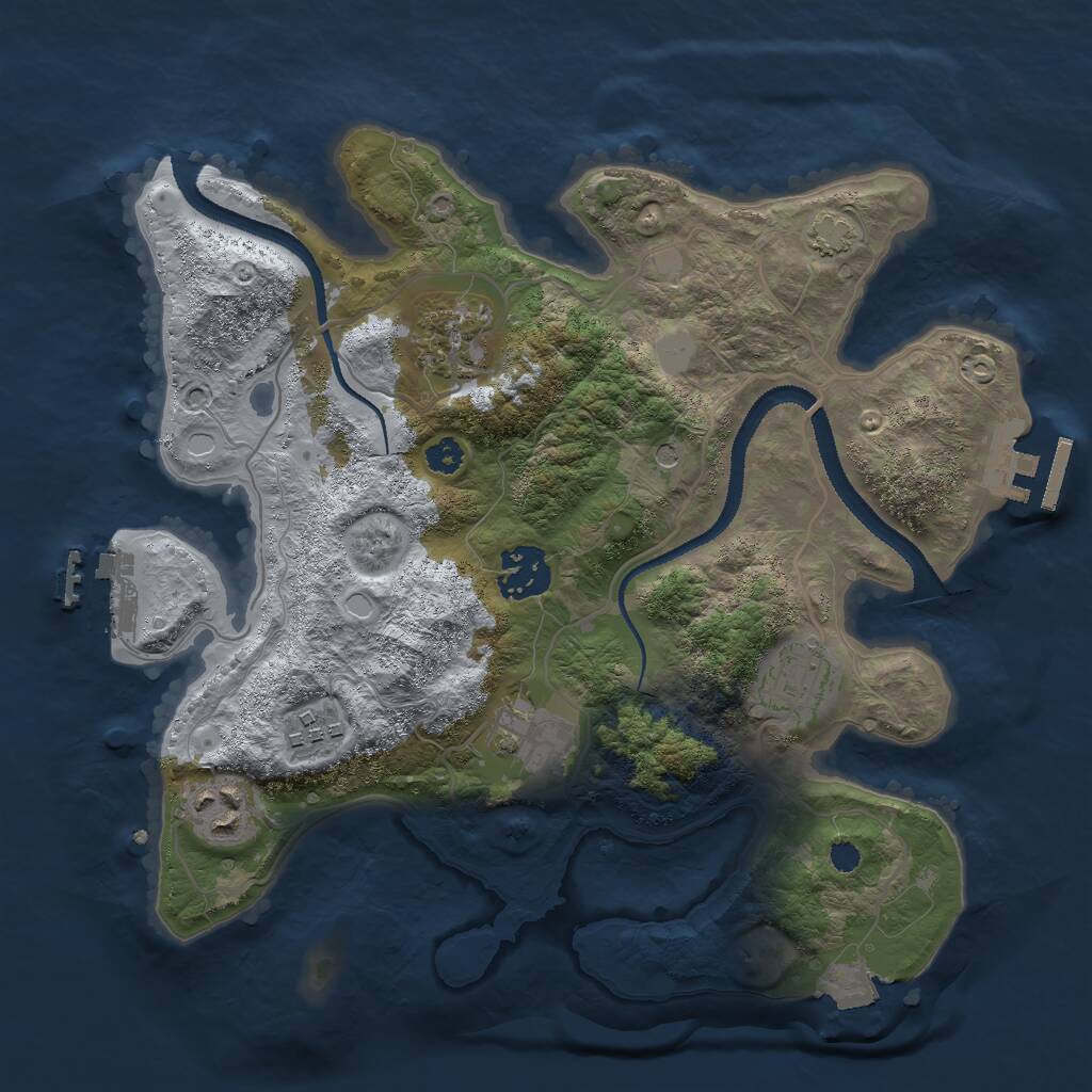 Rust Map: Procedural Map, Size: 3000, Seed: 1423323, 11 Monuments