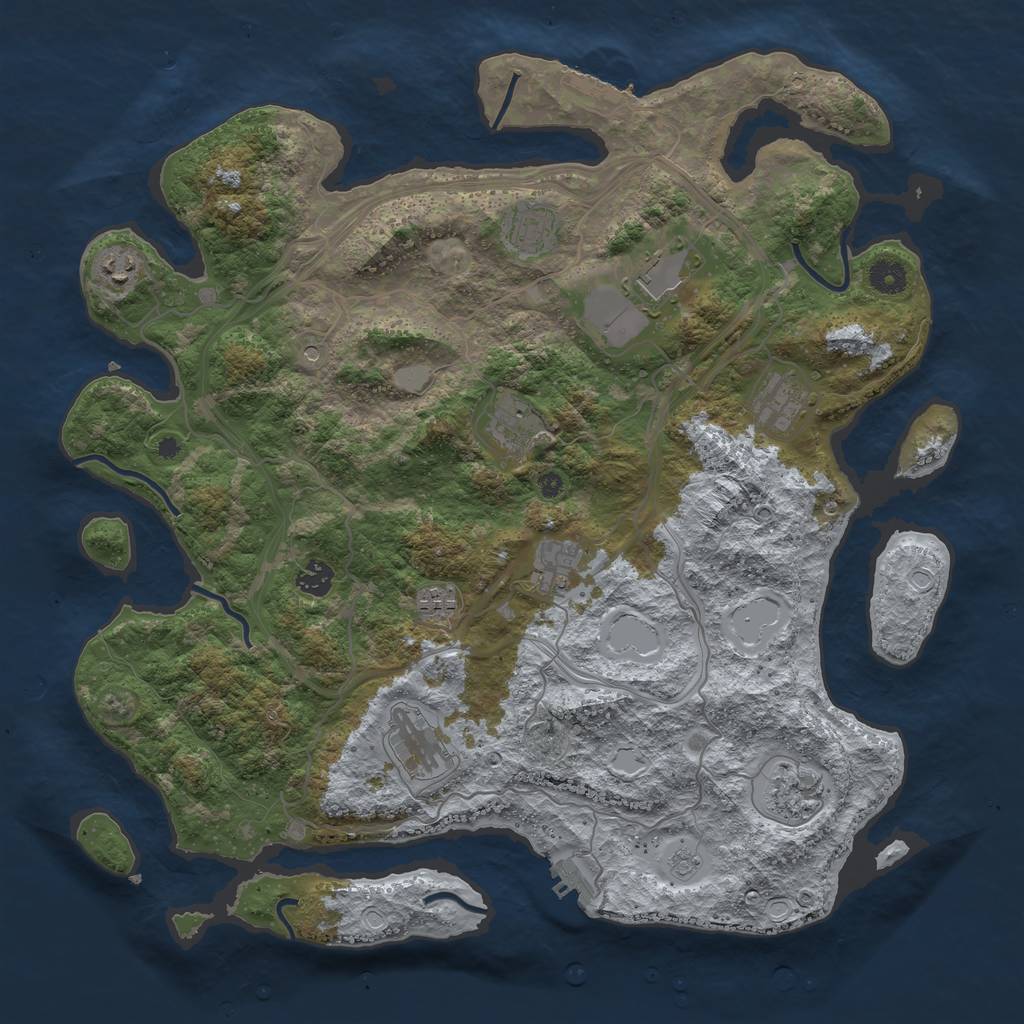 Rust Map: Procedural Map, Size: 4250, Seed: 1245344362, 19 Monuments