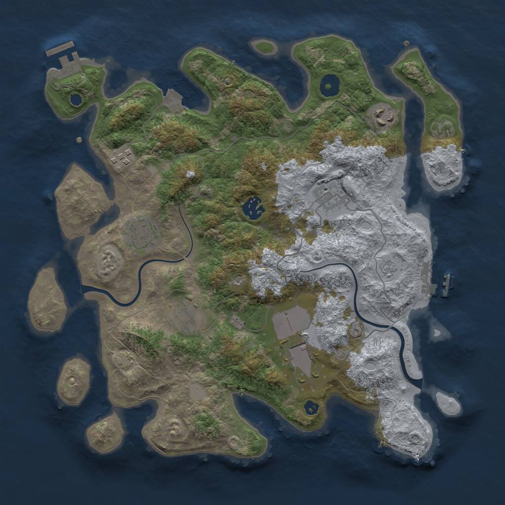Rust Map: Procedural Map, Size: 3500, Seed: 386311681, 13 Monuments