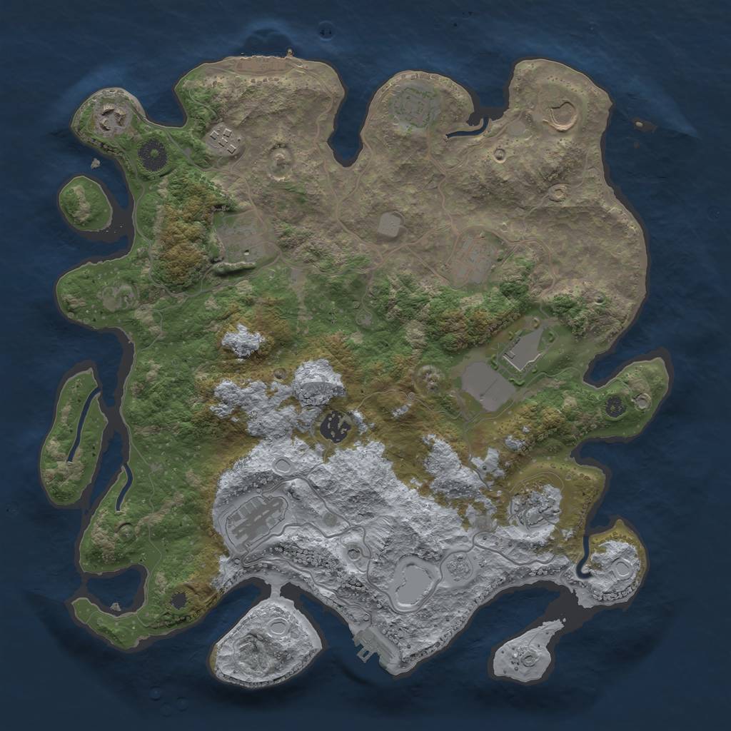 Rust Map: Procedural Map, Size: 3700, Seed: 792149113, 19 Monuments