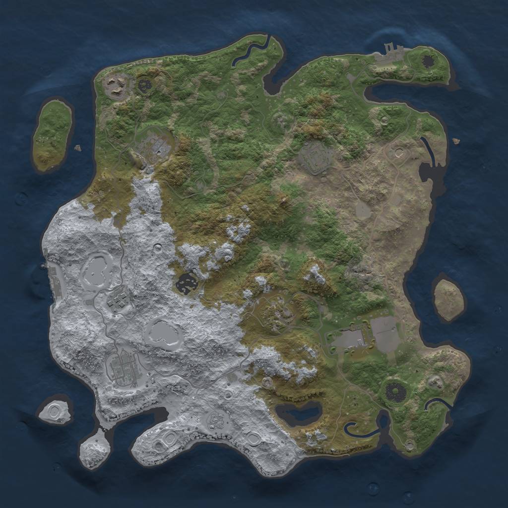 Rust Map: Procedural Map, Size: 3700, Seed: 40612, 17 Monuments