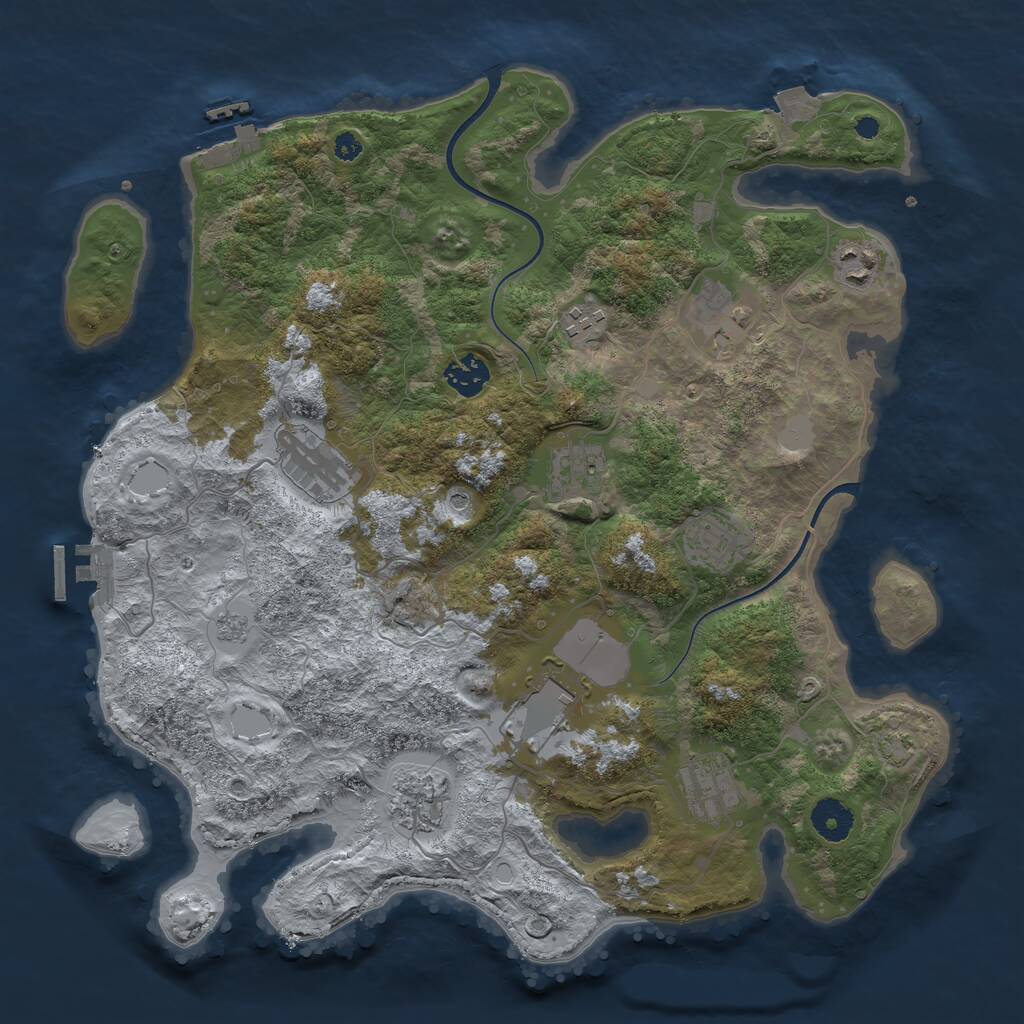 Rust Map: Procedural Map, Size: 3700, Seed: 40612, 16 Monuments
