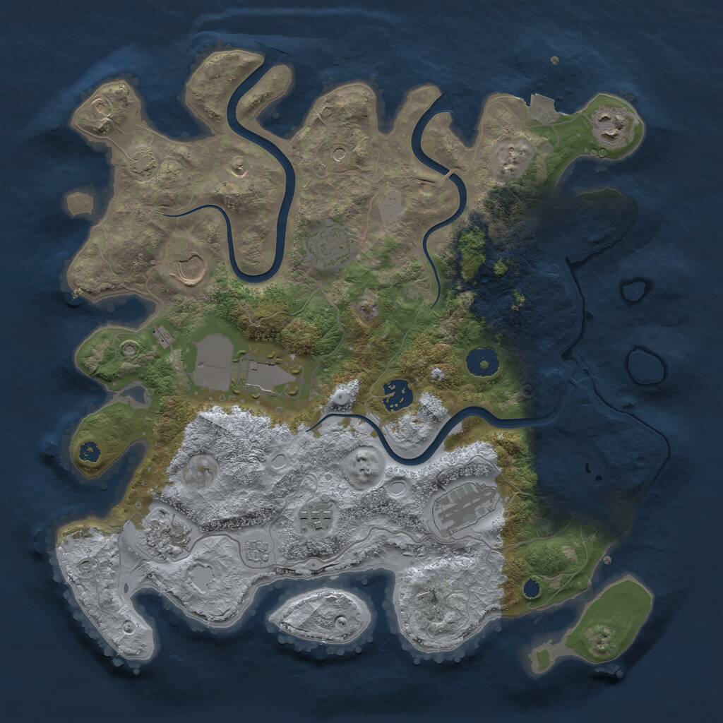 Rust Map: Procedural Map, Size: 3500, Seed: 534861413, 12 Monuments