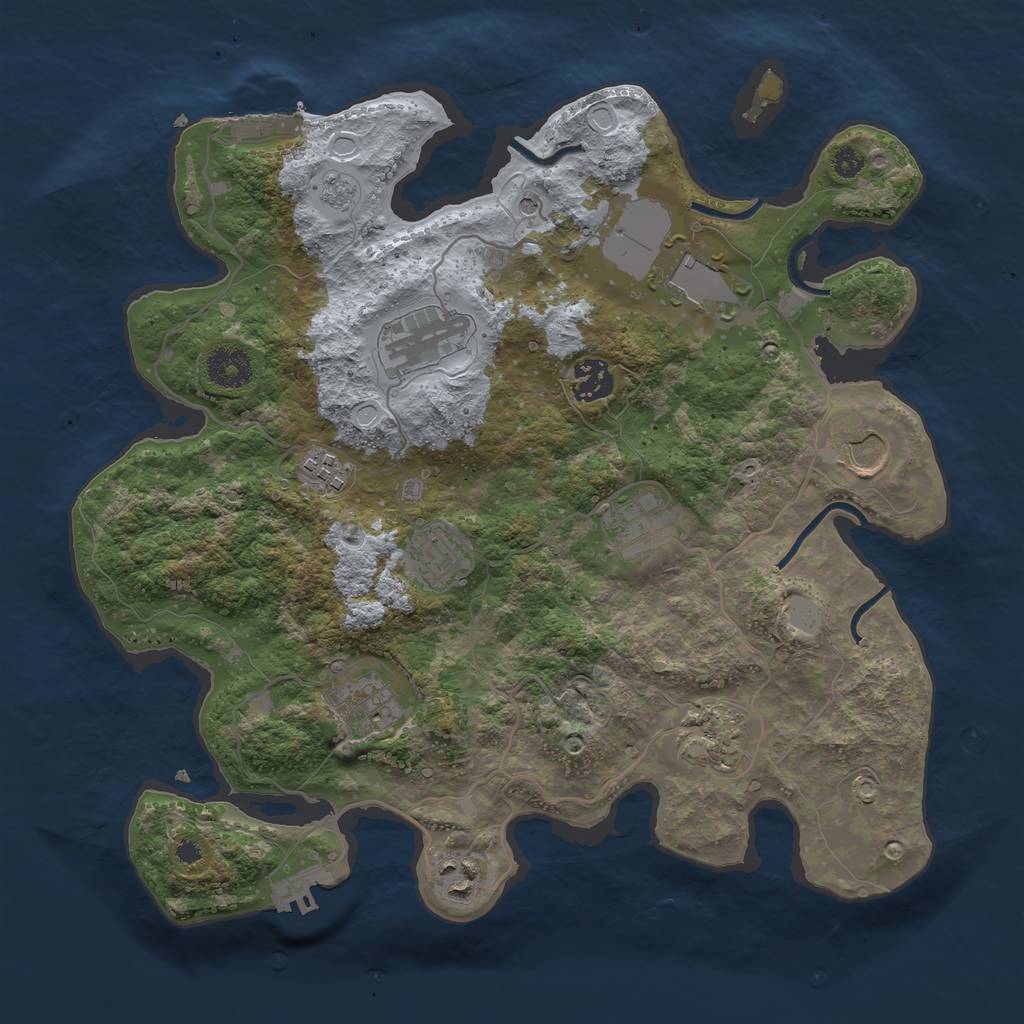 Rust Map: Procedural Map, Size: 3500, Seed: 84991188, 19 Monuments
