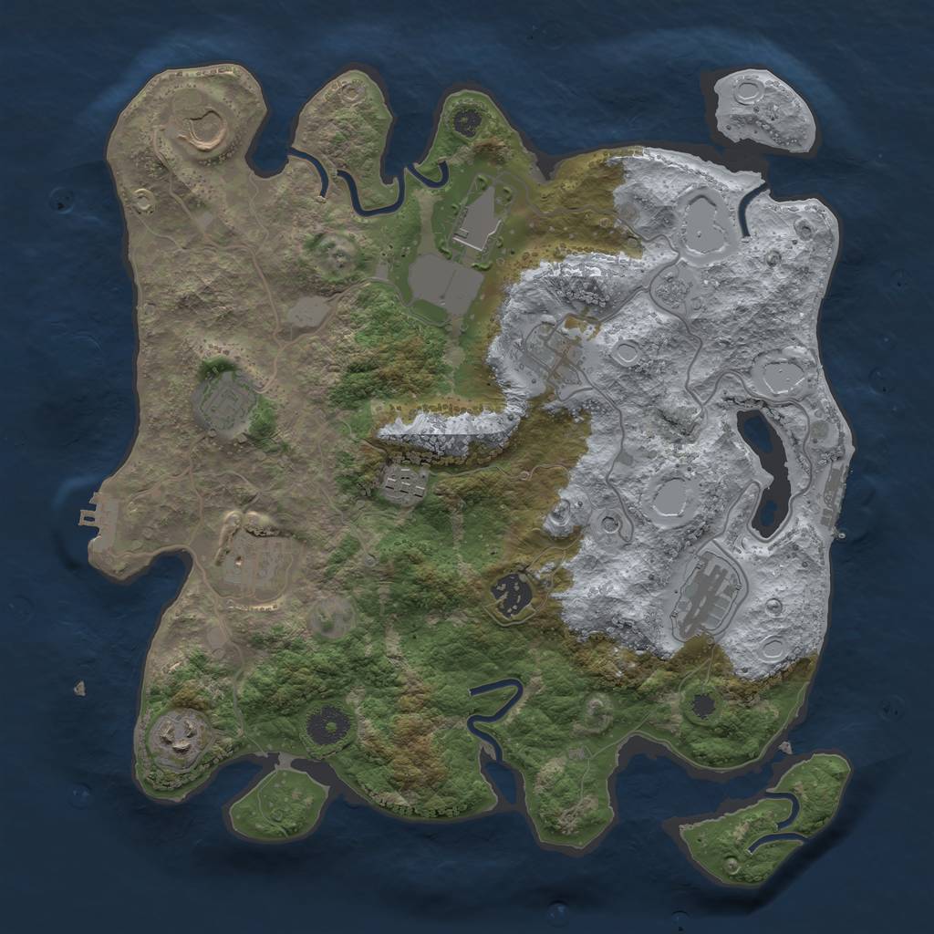 Rust Map: Procedural Map, Size: 3500, Seed: 1136433823, 18 Monuments