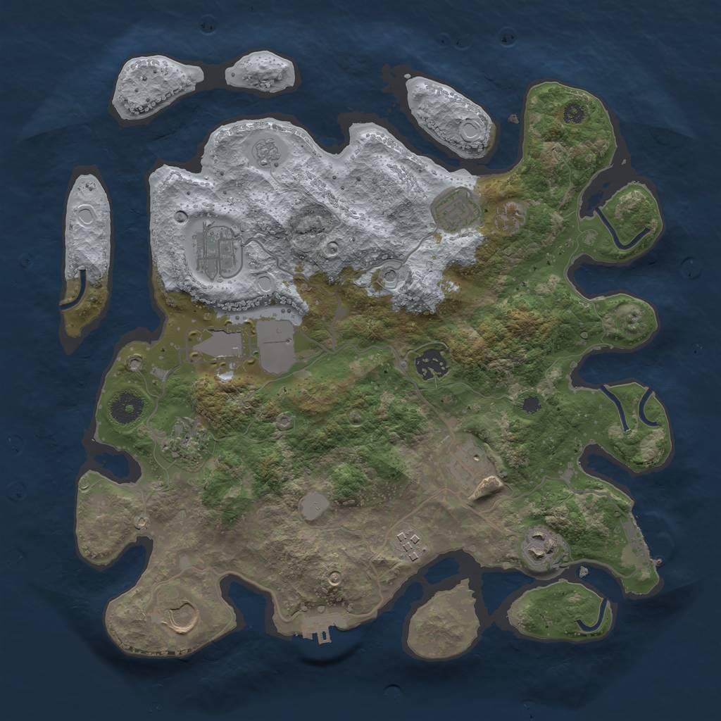 Rust Map: Procedural Map, Size: 3500, Seed: 32984593, 18 Monuments