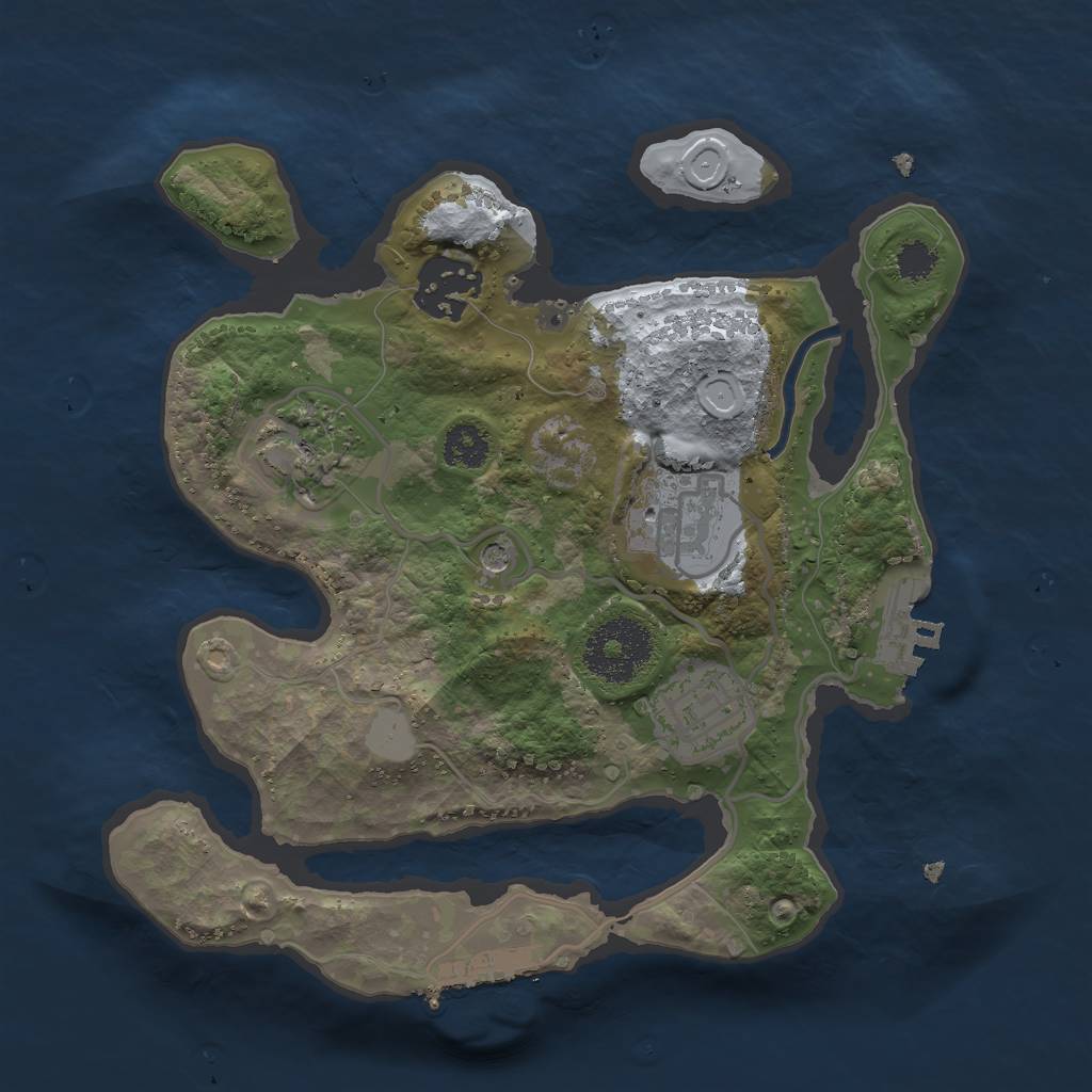 Rust Map: Procedural Map, Size: 2500, Seed: 2057938827, 12 Monuments