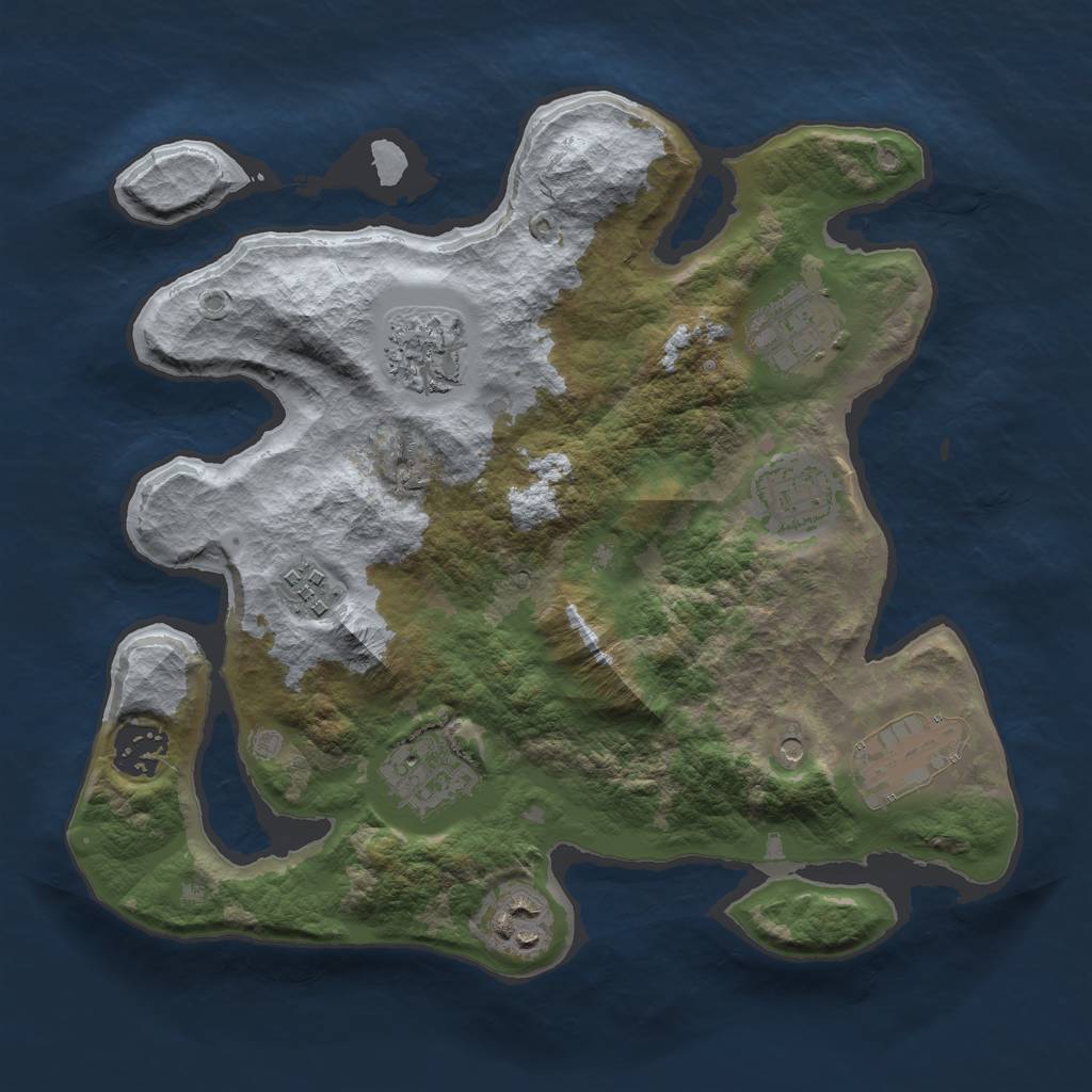 Rust Map: Barren, Size: 3000, Seed: 12044, 11 Monuments