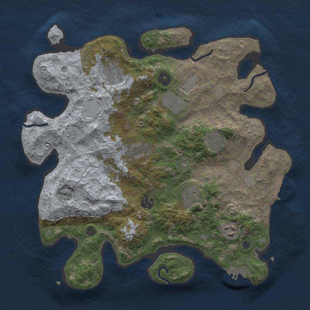 Rust Map: Procedural Map, Size: 3500, Seed: 8268, 17 Monuments