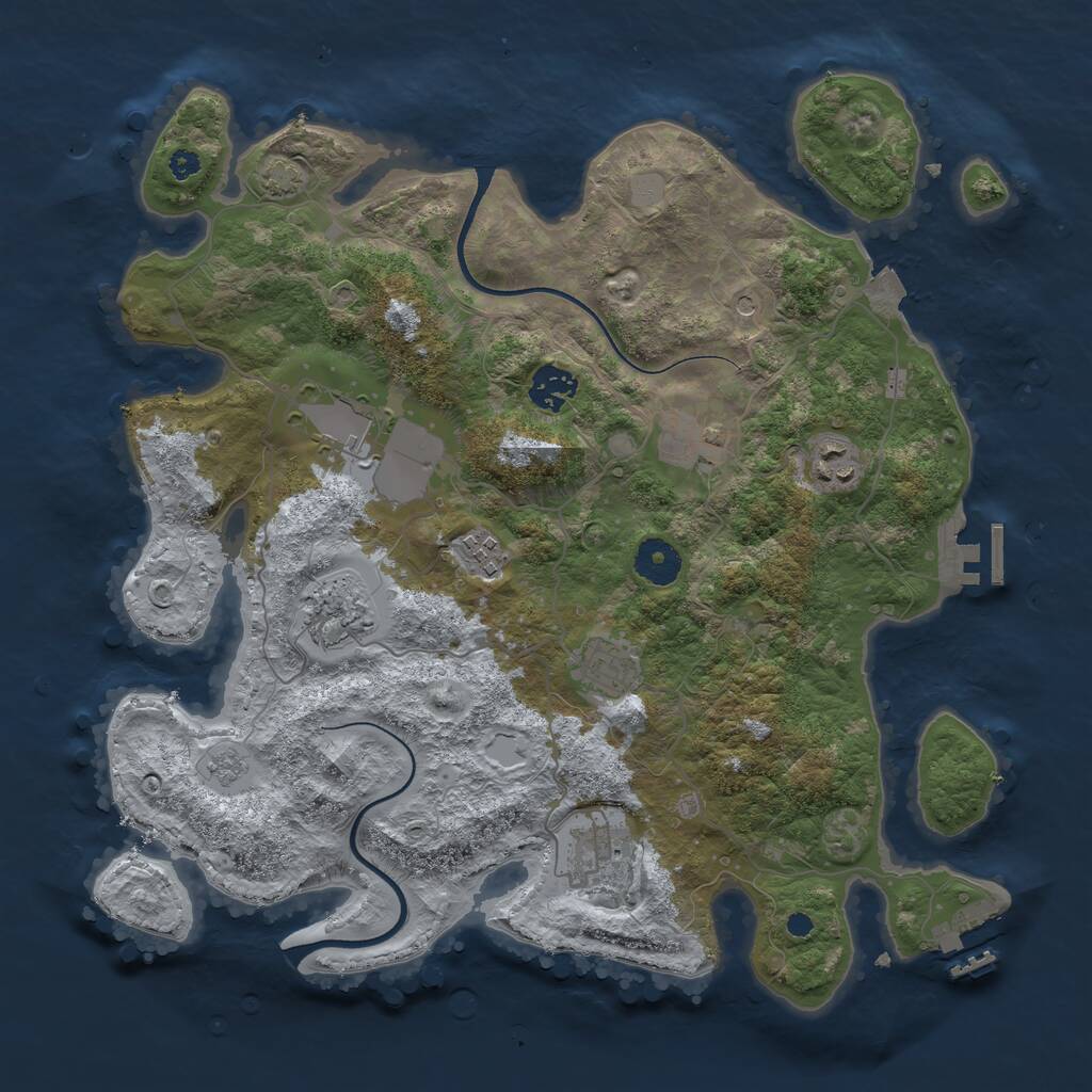 Rust Map: Procedural Map, Size: 3600, Seed: 92265, 14 Monuments