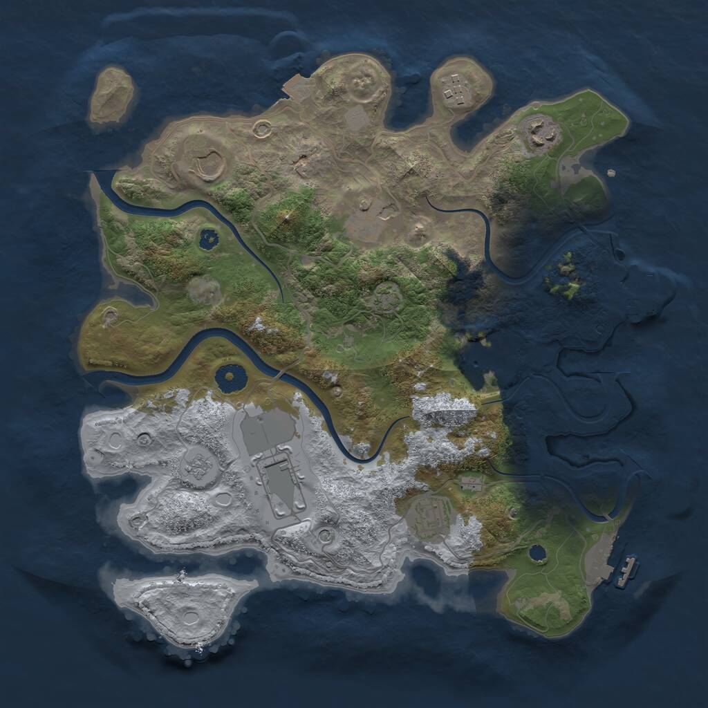 Rust Map: Procedural Map, Size: 3500, Seed: 1693817556, 13 Monuments