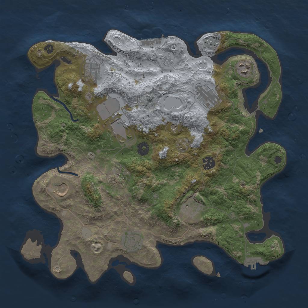 Rust Map: Procedural Map, Size: 3500, Seed: 1613081511, 19 Monuments