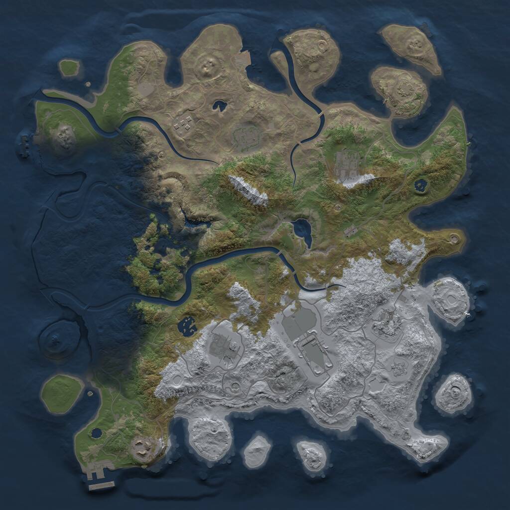 Rust Map: Procedural Map, Size: 4000, Seed: 91925431, 14 Monuments