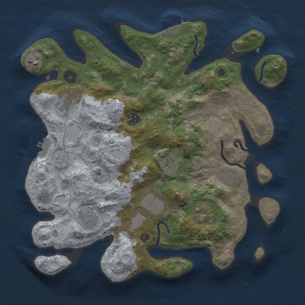 Rust Map: Procedural Map, Size: 3500, Seed: 36623177, 17 Monuments
