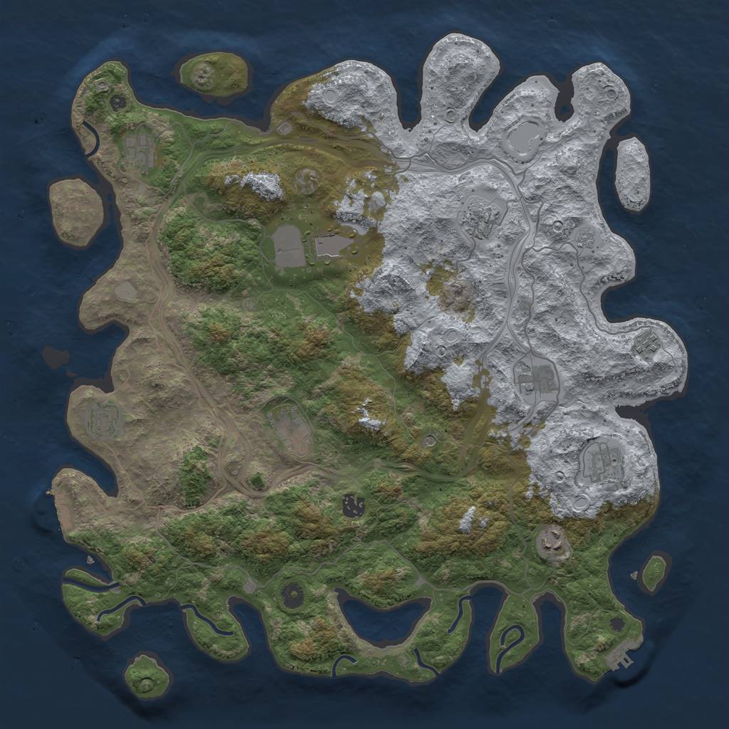 Rust Map: Procedural Map, Size: 4500, Seed: 2909, 19 Monuments