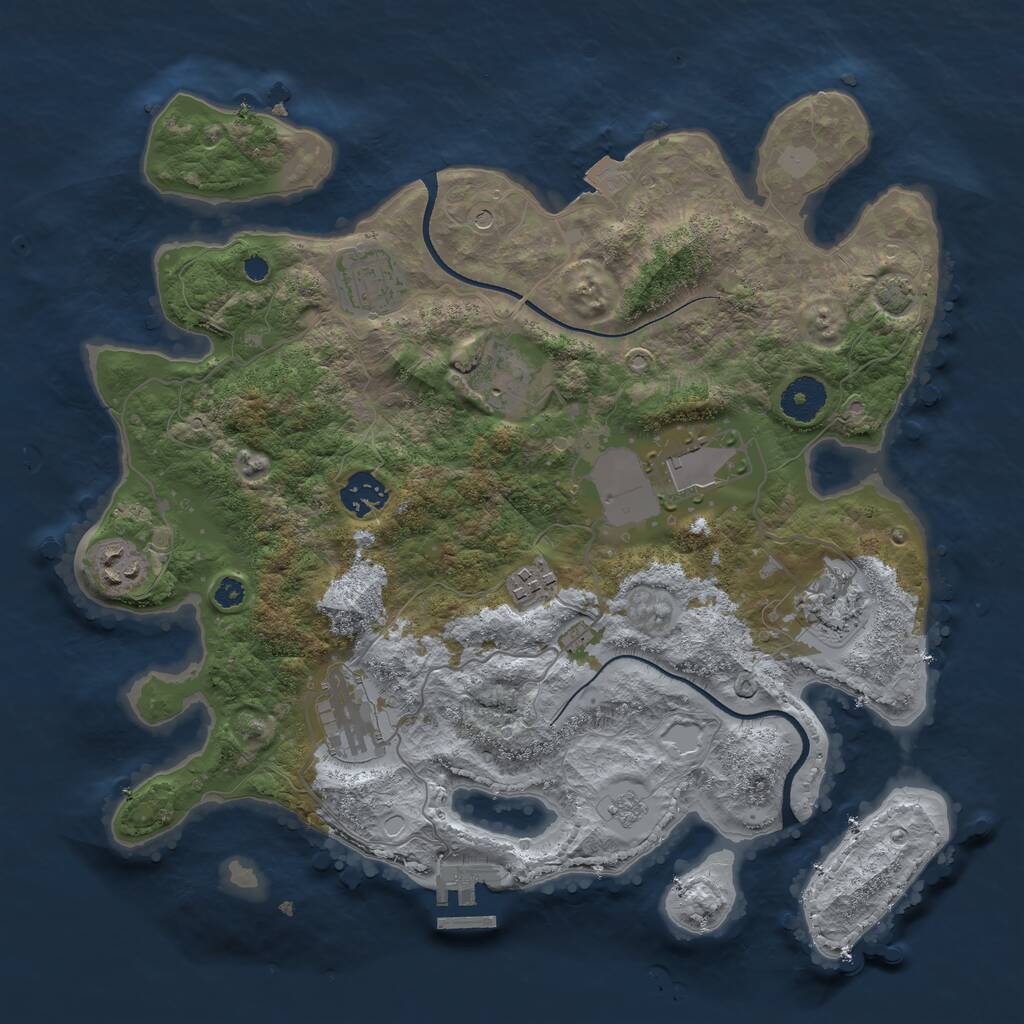 Rust Map: Procedural Map, Size: 3500, Seed: 7751665, 13 Monuments