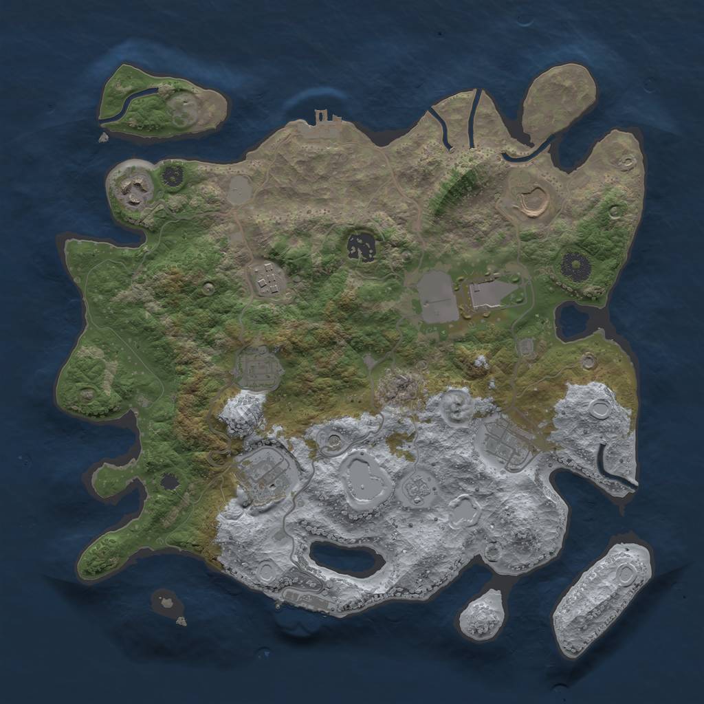 Rust Map: Procedural Map, Size: 3500, Seed: 7751665, 17 Monuments